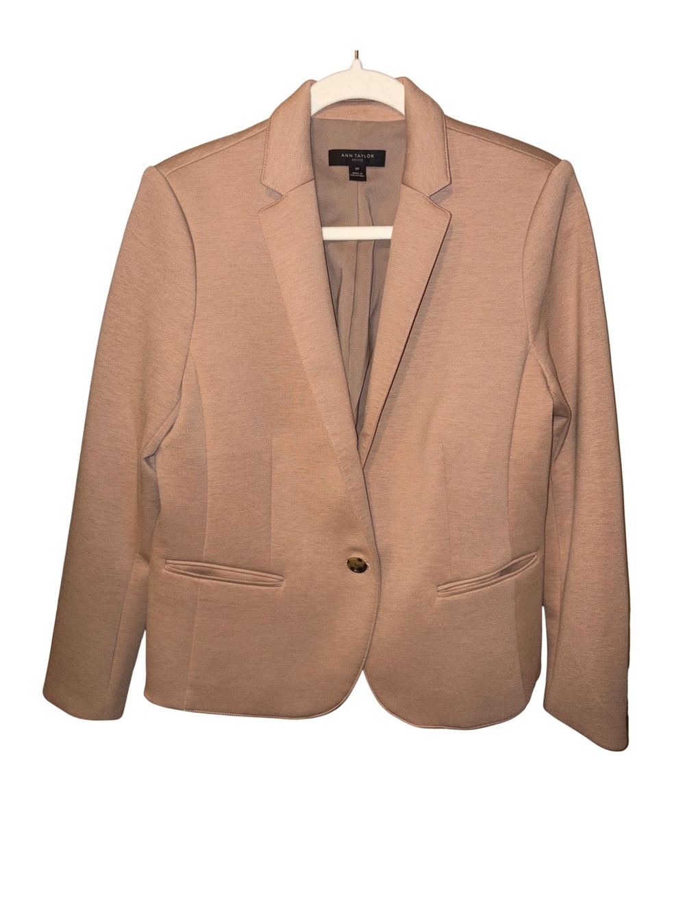 Ann Taylor Petite 10P Women's Blazer Double Knit in Light Taupe